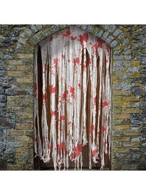 4 Pcs Halloween Door Curtain 65"x 39" Bloody Doorway Creepy Curtain Decoration
